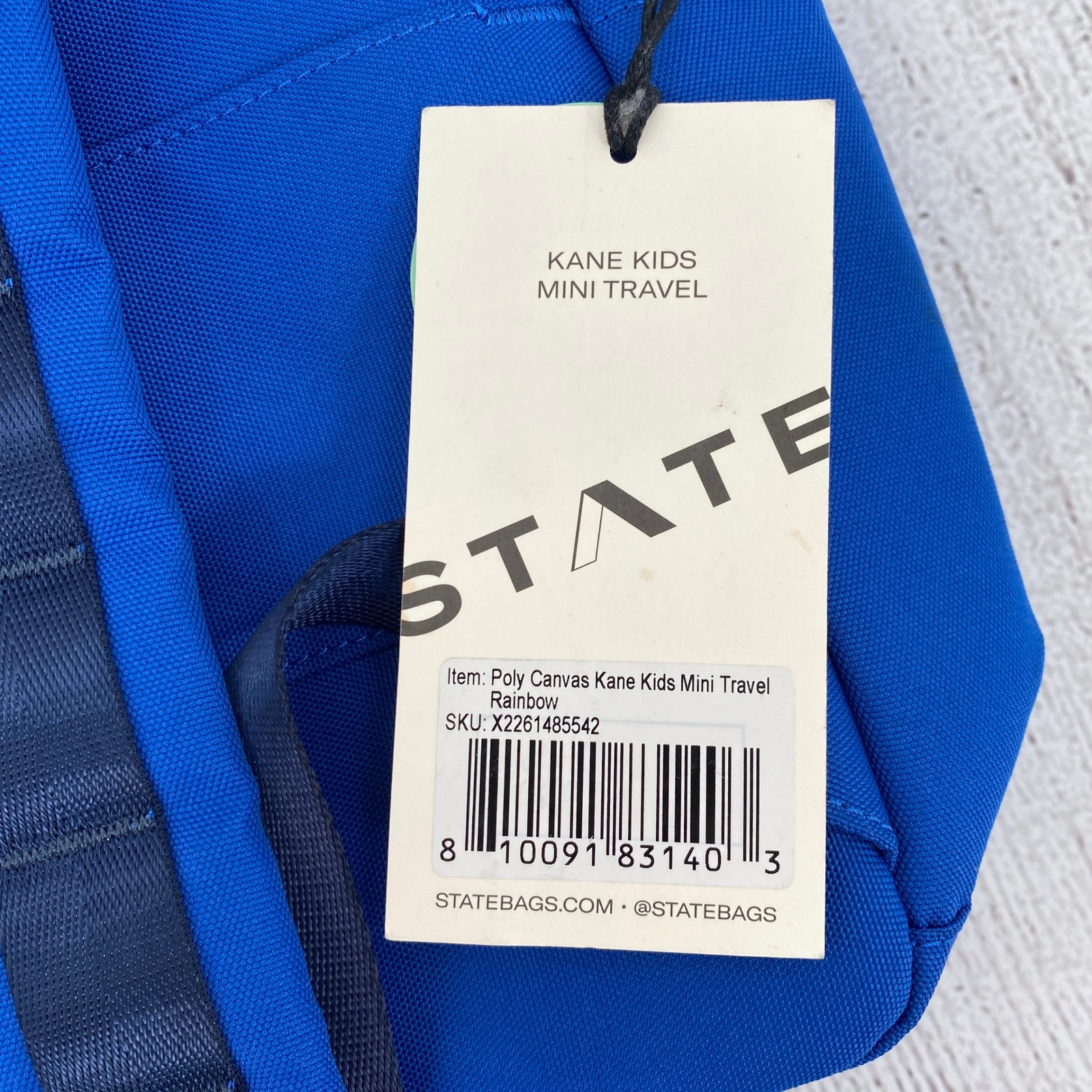 State Kane Kids Mini Travel Backpack Blue Rainbow Poly Canvas Vibrant Colorful — image 7 of 8